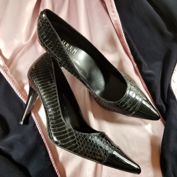 Lauren Ralph Lauren 4" Snake-Embossed Stilettos - Picture 1 of 2